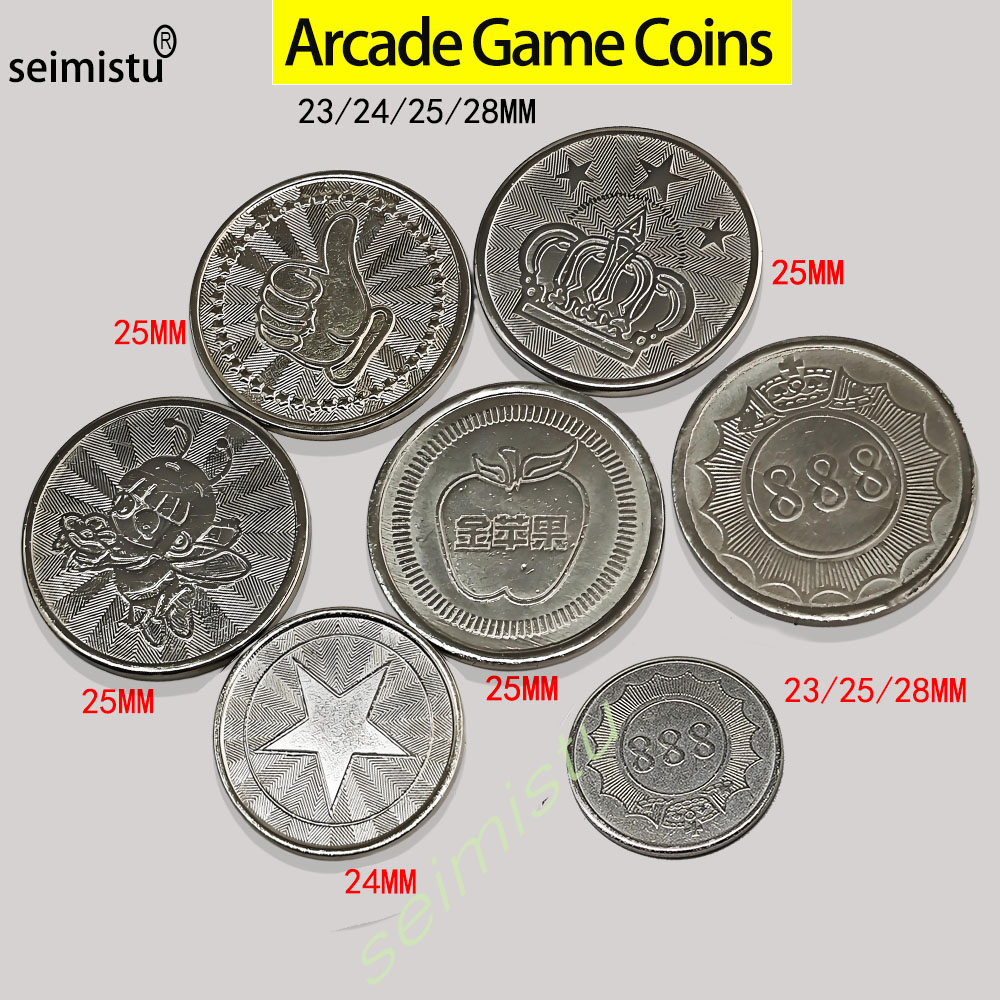 Arcade Toy Vending Machine - 100pcs Stainless Steel 23/24/25mm Tokens Crown